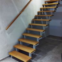 escalier double limon cremaillere marches bois main courante bois forge catalane