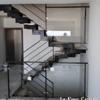 escalier double limon cremaillere marches fer 2 quart tournant garde corps verre rampant lisses 2