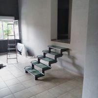 Escalier limon cremaillere marches verre 2 fer Forge Catalane Cabestany