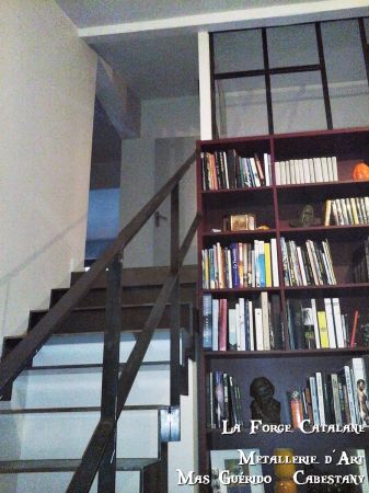 verriere bibliotheque escalier double limon cremaillere forge catalane 4