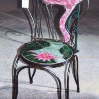 chaise flamand rose fer Forge Catalane Cabestany