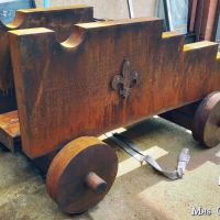 chariot porte canon en fer Forge Catalane