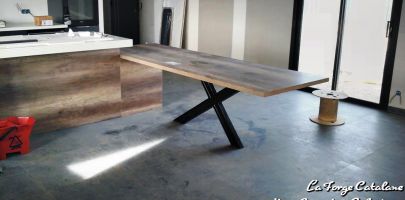 Pied table ilot cuisine fer Forge Catalane Cabestany  4 