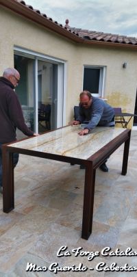 pietement IPN table exterieur pied rouill   fer Forge Catalane Cabestany