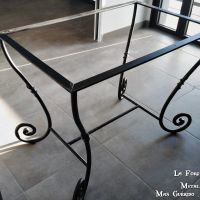 piettement de table travail chaud volutes forge catalane