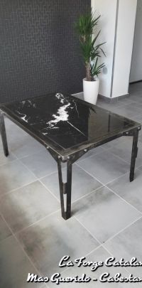 table basse pieds pli   rivet   3 fer Forge Catalane Cabestany