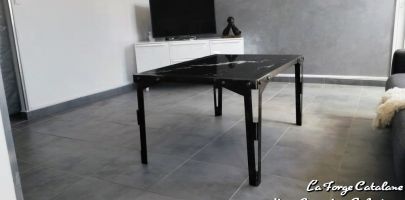 table basse pieds pli   rivet   fer Forge Catalane Cabestany